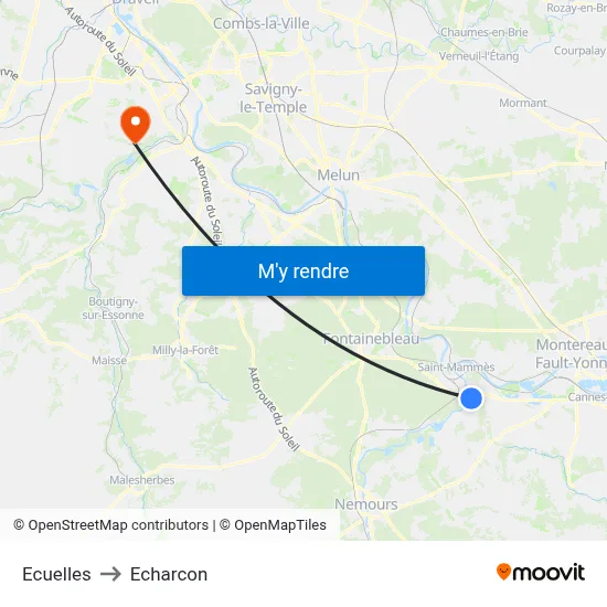 Ecuelles to Echarcon map