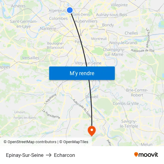 Epinay-Sur-Seine to Echarcon map