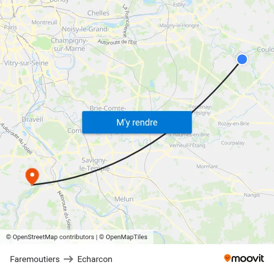 Faremoutiers to Echarcon map