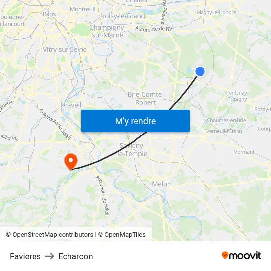 Favieres to Echarcon map