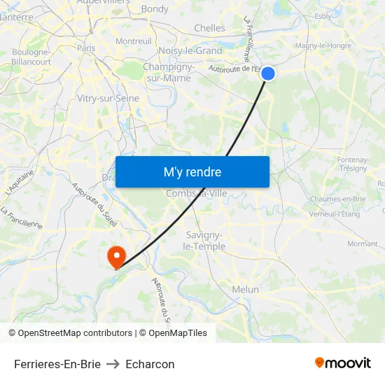 Ferrieres-En-Brie to Echarcon map