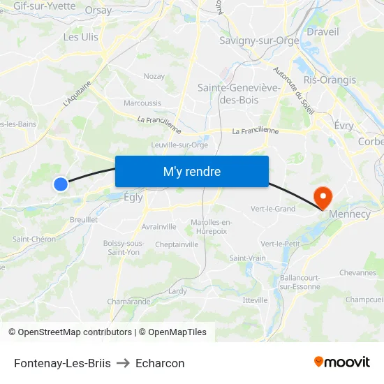 Fontenay-Les-Briis to Echarcon map