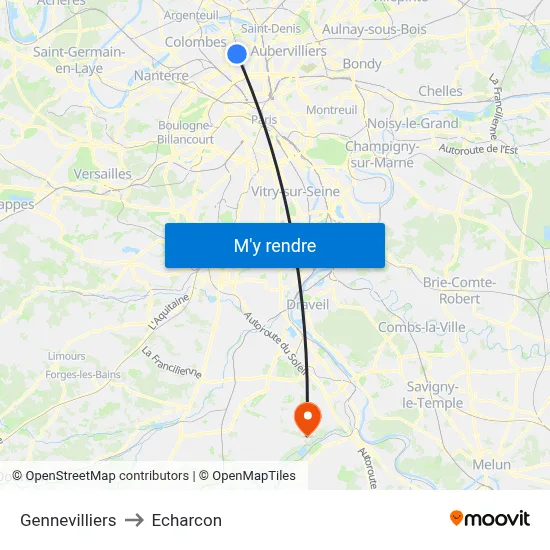 Gennevilliers to Echarcon map