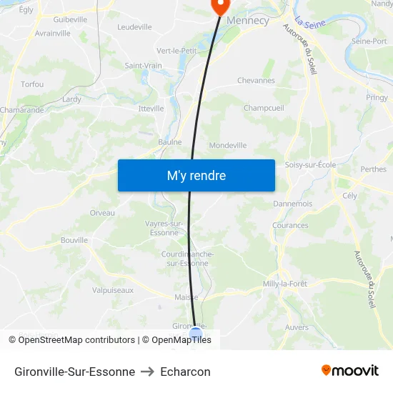 Gironville-Sur-Essonne to Echarcon map