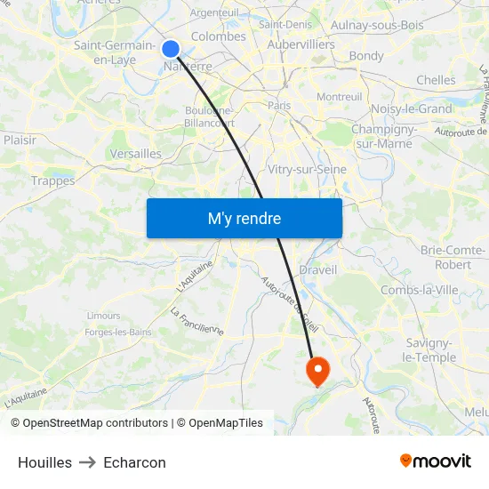 Houilles to Echarcon map