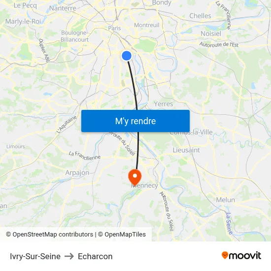 Ivry-Sur-Seine to Echarcon map