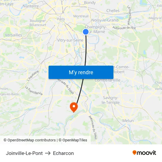 Joinville-Le-Pont to Echarcon map