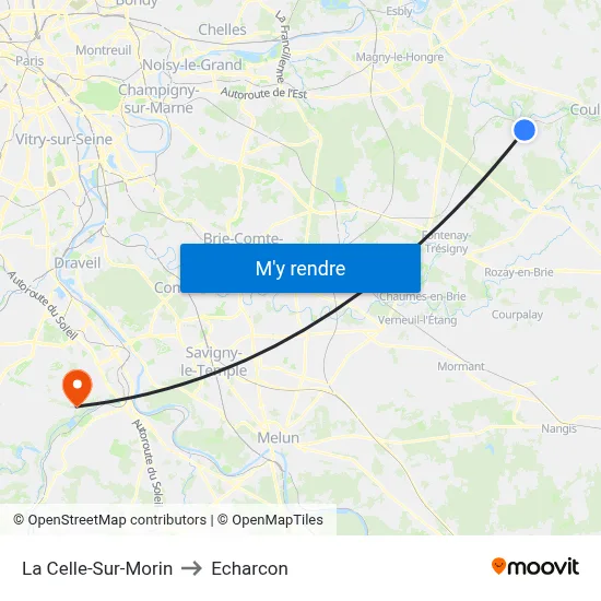 La Celle-Sur-Morin to Echarcon map