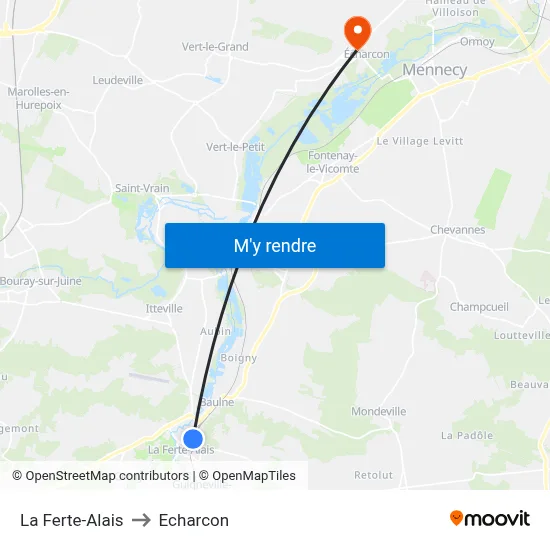 La Ferte-Alais to Echarcon map