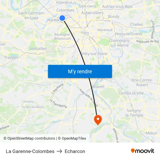 La Garenne-Colombes to Echarcon map