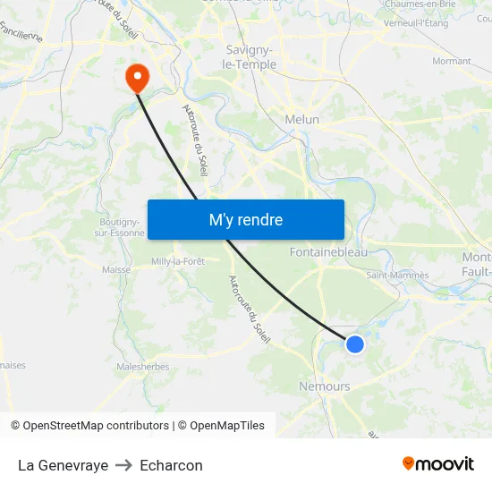 La Genevraye to Echarcon map