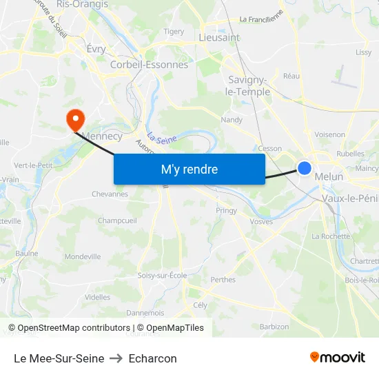 Le Mee-Sur-Seine to Echarcon map