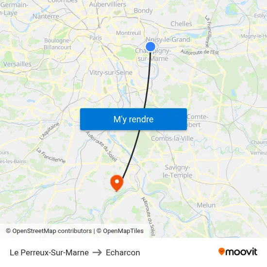 Le Perreux-Sur-Marne to Echarcon map