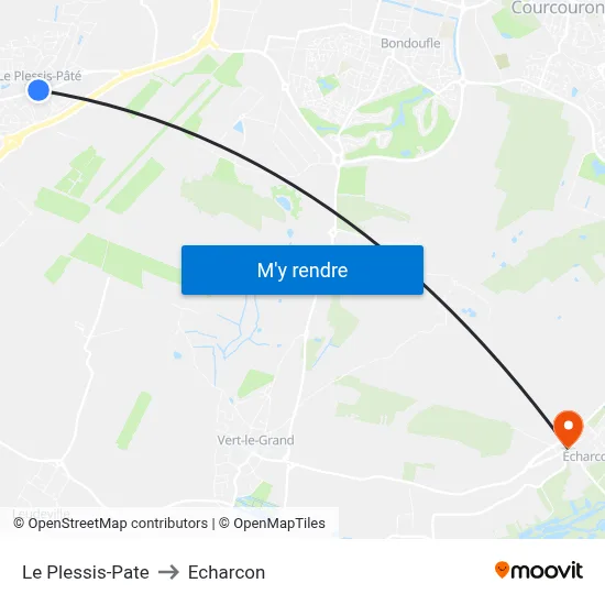 Le Plessis-Pate to Echarcon map