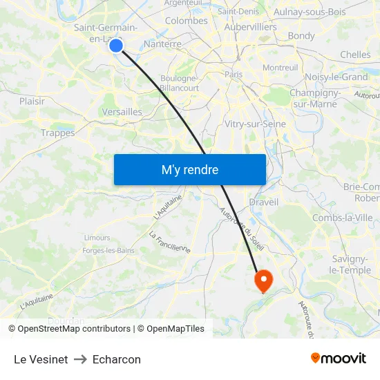 Le Vesinet to Echarcon map