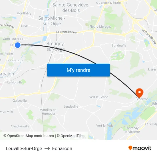 Leuville-Sur-Orge to Echarcon map