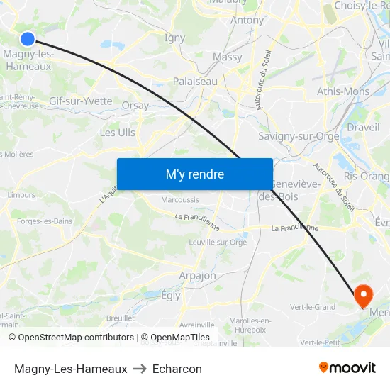 Magny-Les-Hameaux to Echarcon map