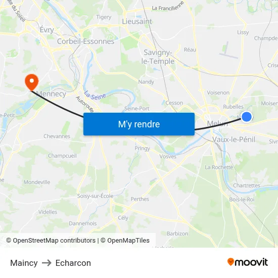 Maincy to Echarcon map