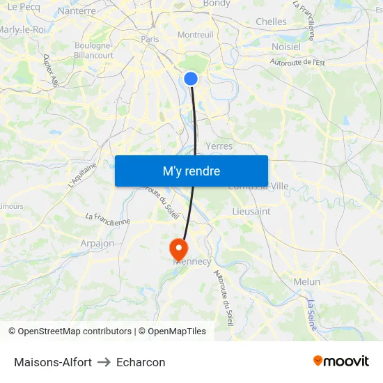 Maisons-Alfort to Echarcon map