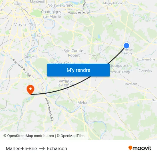 Marles-En-Brie to Echarcon map