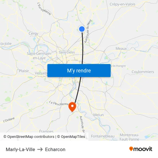 Marly-La-Ville to Echarcon map