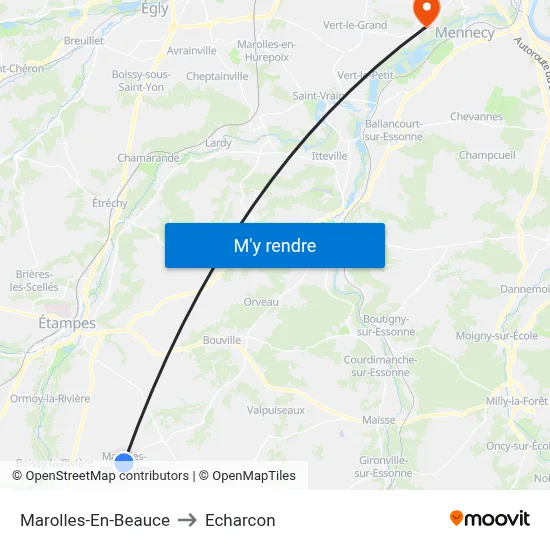 Marolles-En-Beauce to Echarcon map