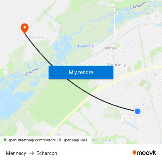 Mennecy to Echarcon map