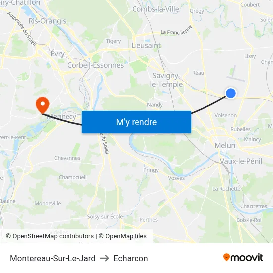 Montereau-Sur-Le-Jard to Echarcon map