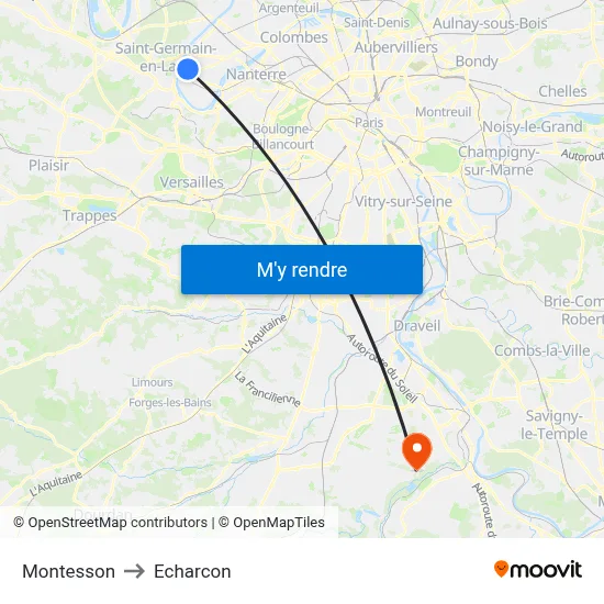 Montesson to Echarcon map