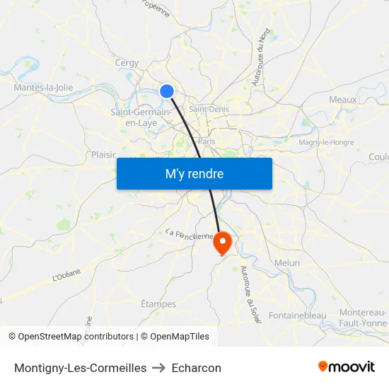 Montigny-Les-Cormeilles to Echarcon map