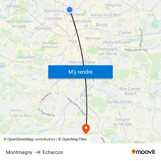 Montmagny to Echarcon map