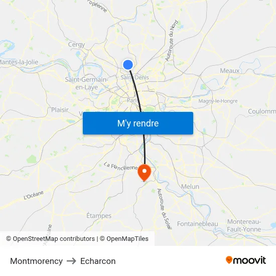 Montmorency to Echarcon map