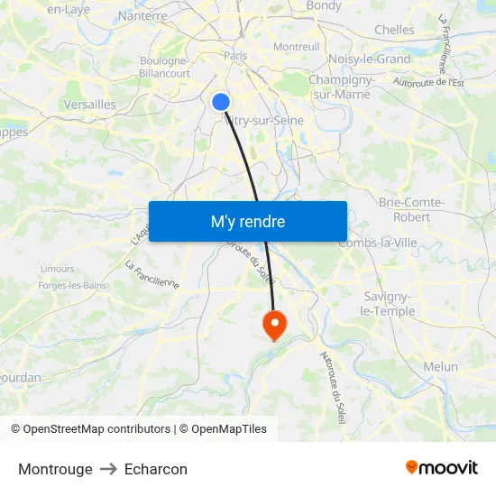Montrouge to Echarcon map