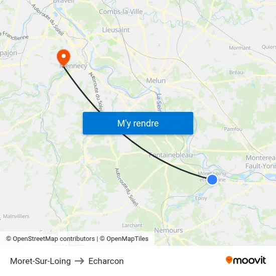 Moret-Sur-Loing to Echarcon map