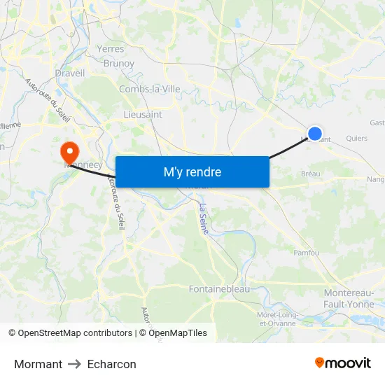 Mormant to Echarcon map