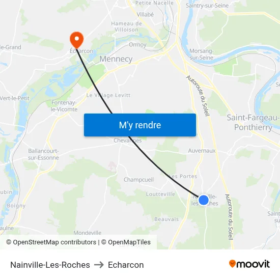 Nainville-Les-Roches to Echarcon map