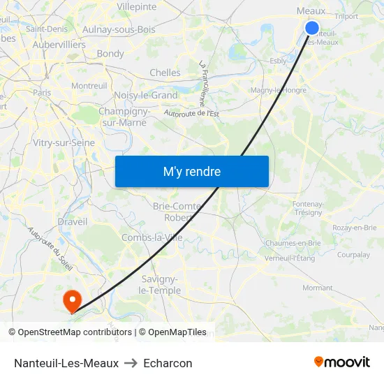 Nanteuil-Les-Meaux to Echarcon map