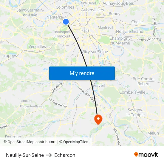 Neuilly-Sur-Seine to Echarcon map