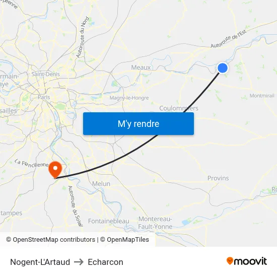 Nogent-L'Artaud to Echarcon map