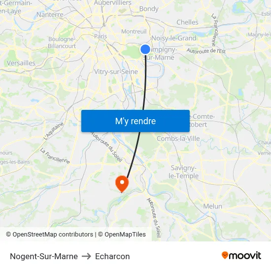Nogent-Sur-Marne to Echarcon map