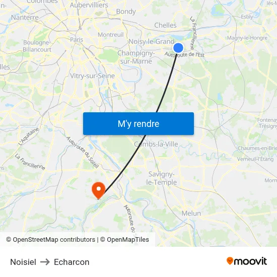Noisiel to Echarcon map