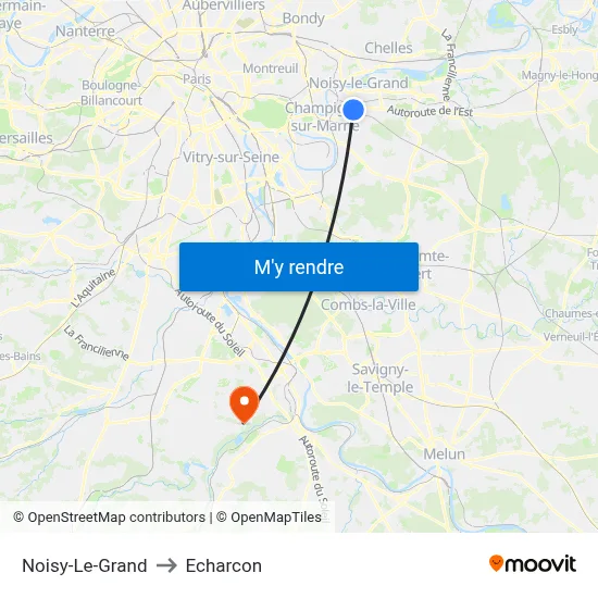 Noisy-Le-Grand to Echarcon map