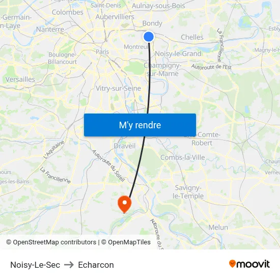 Noisy-Le-Sec to Echarcon map