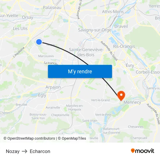 Nozay to Echarcon map