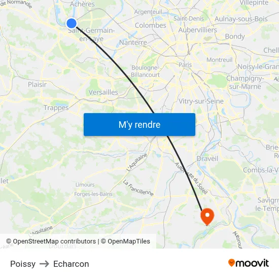 Poissy to Echarcon map