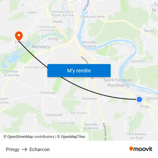 Pringy to Echarcon map