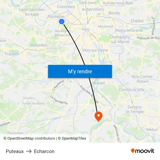 Puteaux to Echarcon map