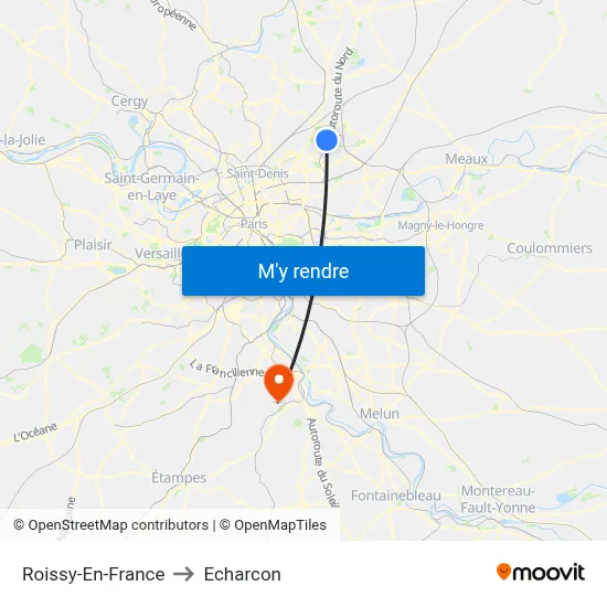 Roissy-En-France to Echarcon map