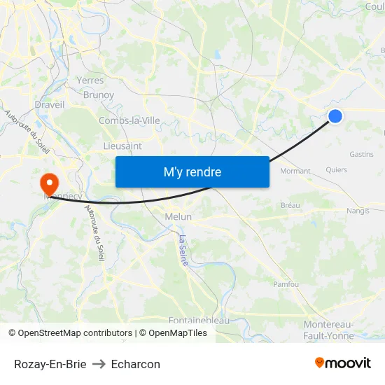 Rozay-En-Brie to Echarcon map
