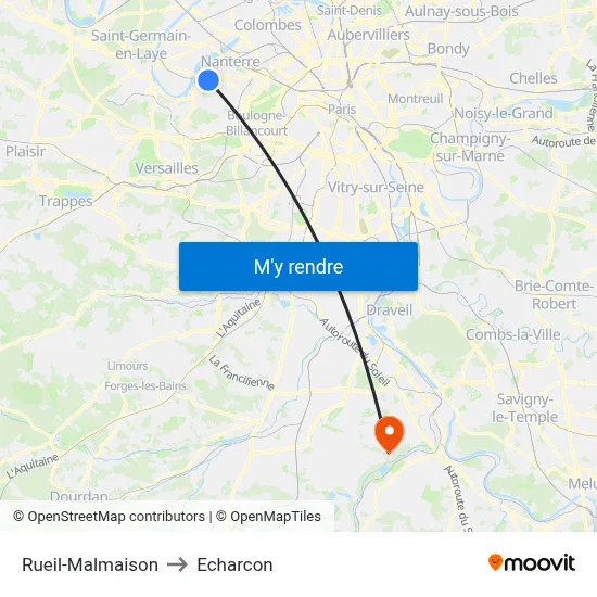 Rueil-Malmaison to Echarcon map